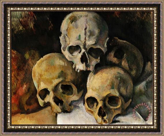 Paul Cezanne A Pyramid of Skulls 1898 1900 Framed Print