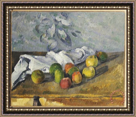 Paul Cezanne Apples And a Napkin Framed Painting