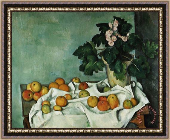 Paul Cezanne Apples And Primroses Framed Painting