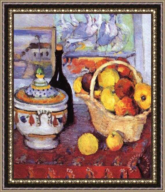 Paul Cezanne Apples Bottle And Tureen Framed Painting