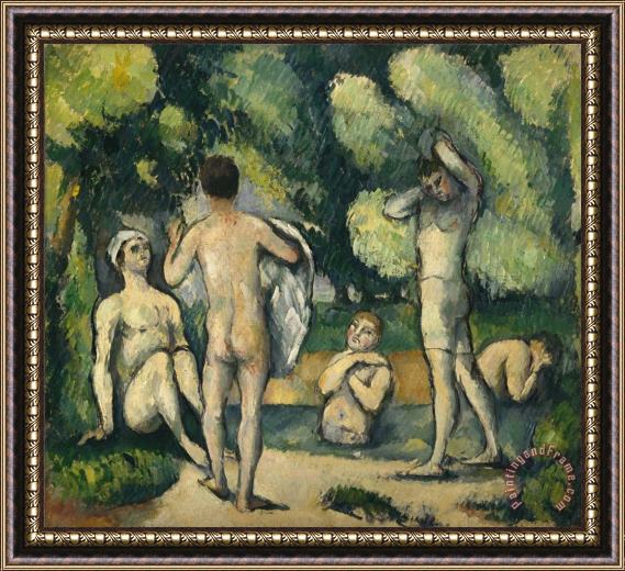 Paul Cezanne Bathers C 1880 Oil on Canvas Framed Painting