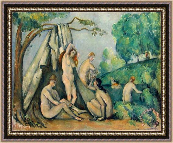Paul Cezanne Bathers in Front of a Tent Framed Painting