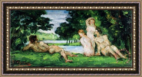 Paul Cezanne Bathers Male And Female Framed Painting