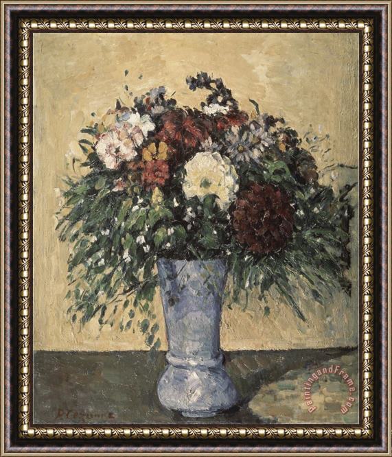 Paul Cezanne Bouquet in a Blue Vase Framed Painting
