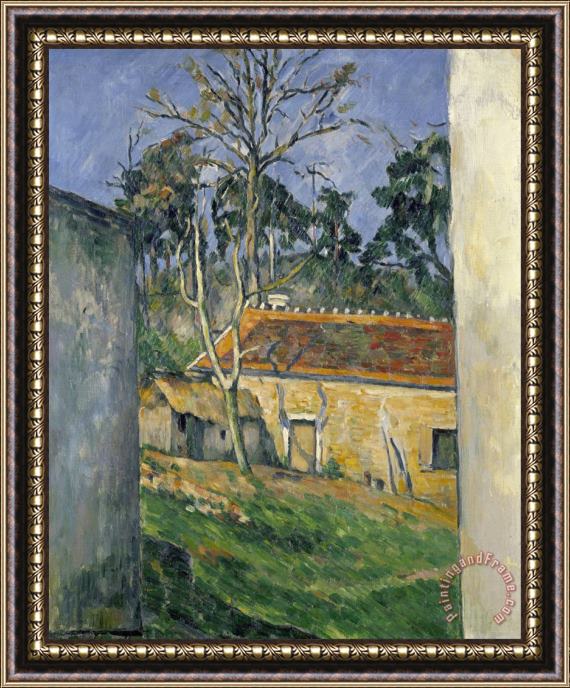 Paul Cezanne Farmyard at Auvers C 1879 80 Framed Painting