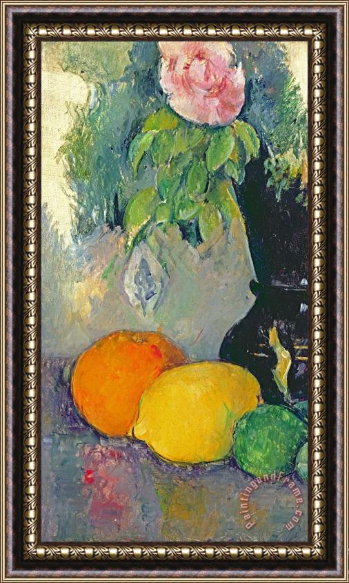 Paul Cezanne Flowers And Fruits Framed Painting