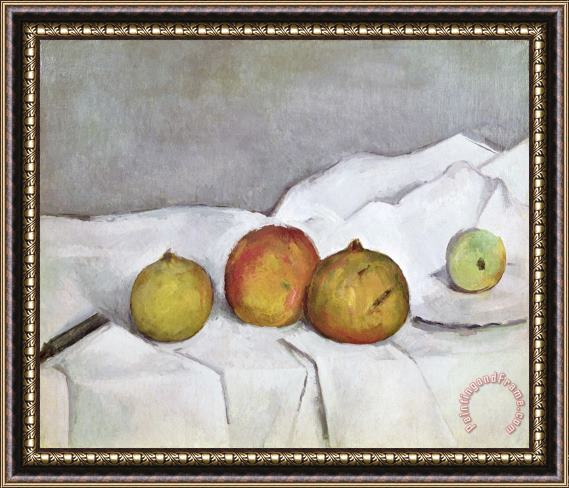 Paul Cezanne Fruit On A Cloth Framed Print