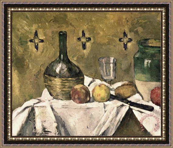 Paul Cezanne Glass And Fruit Flask Framed Painting