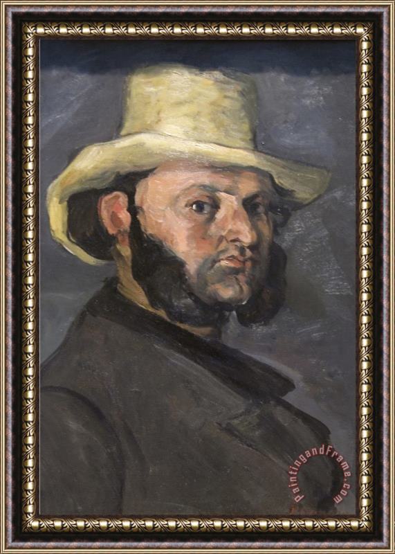Paul Cezanne Gustav Boyer in Straw Hat Framed Print