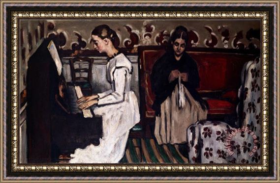 Paul Cezanne L Ouverture De Tannhaeuser Girl at The Piano Tannhaeuser Ouverture C 1867 68 Framed Print