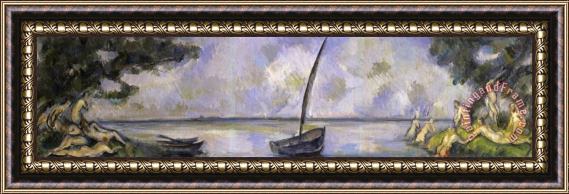 Paul Cezanne Les Baigneuses Et La Barque Framed Print