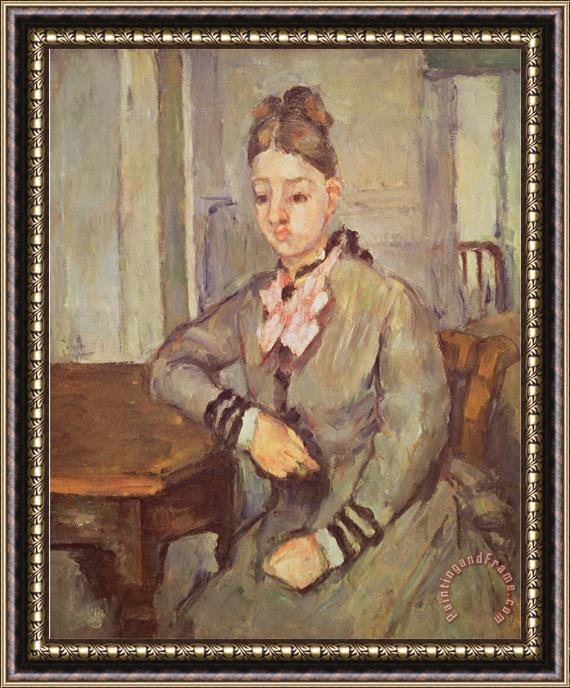 Paul Cezanne Madame Cezanne Leaning on a Table 1873 77 Framed Painting