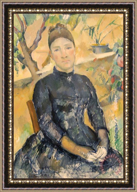 Paul Cezanne Madame Cezanne Nee Hortense Fiquet 1850 1922 in The Conservatory Framed Painting