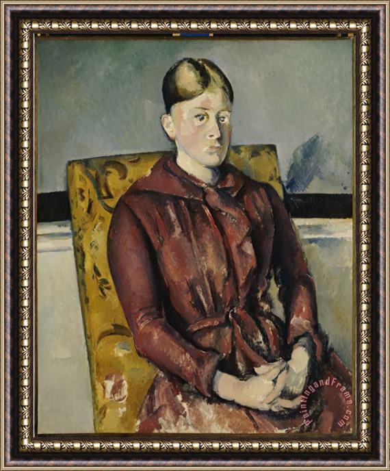 Paul Cezanne Madame Cezanne with a Yellow Armchair 1888 90 Framed Painting