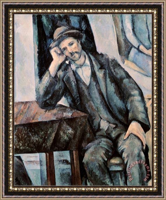 Paul Cezanne Man Smoking a Pipe Framed Painting