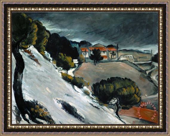 Paul Cezanne Melting Snow at L Estaque 1870 71 Framed Painting