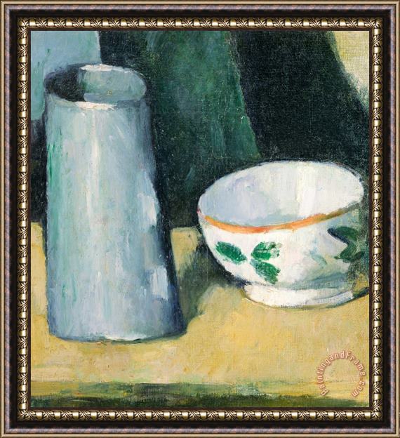 Paul Cezanne Milk Bowl And Jug Around 1880 Framed Painting