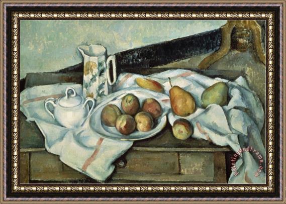 Paul Cezanne Peaches And Pears Framed Painting