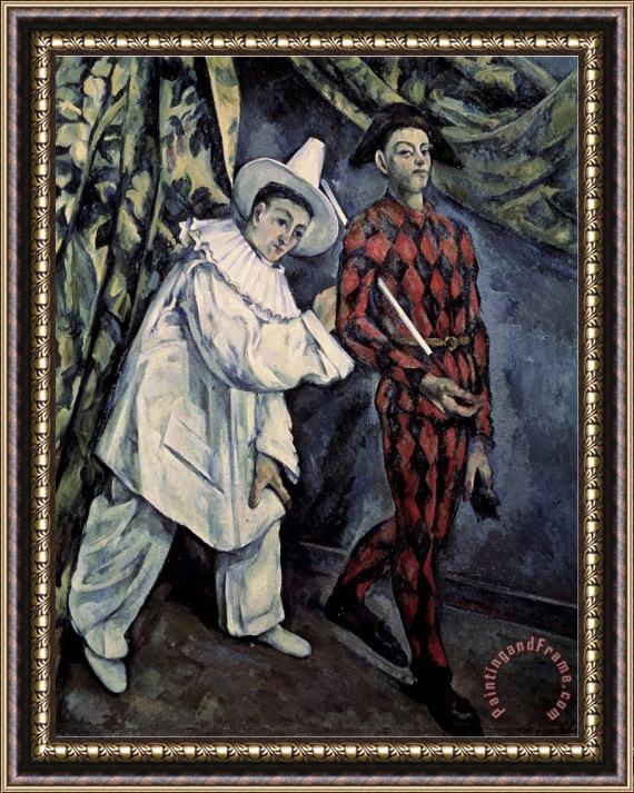Paul Cezanne Pierrot And Harlequin Framed Painting