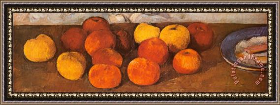 Paul Cezanne Pommes Et Biscuit Detail Framed Painting