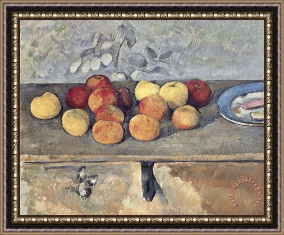 Paul Cezanne Pommes Et Biscuits Framed Painting