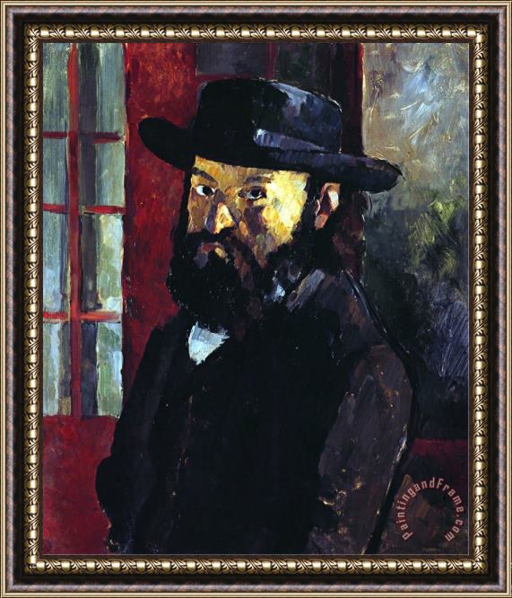 Paul Cezanne Portrait of Cezanne with Felt Hat Around 1879 Framed Print