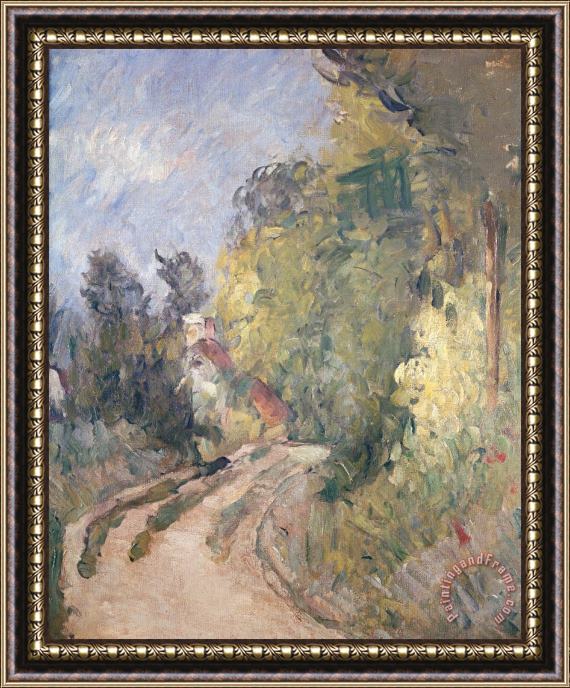 Paul Cezanne Road Turning under Trees Framed Painting
