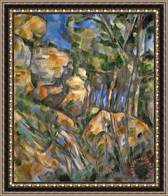 Paul Cezanne Rocks Above The Caves at Chateau Noir Framed Painting