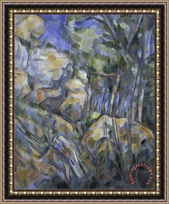 Paul Cezanne Rocks Near The Caves Above Chateau Noir C 1904 Framed Painting