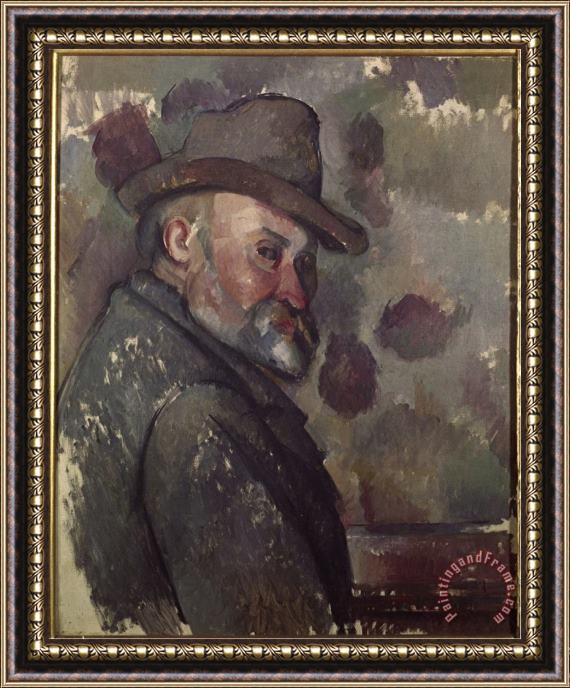 Paul Cezanne Self Portrait with Felt Hat Framed Painting