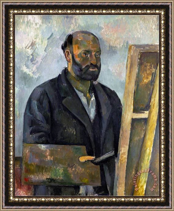 Paul Cezanne Self Portrait with Palette Framed Painting