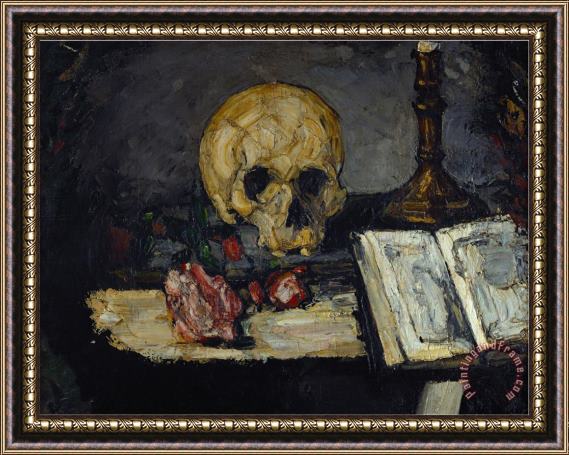 Paul Cezanne Skull And Candlestick Circa 1866 Framed Painting