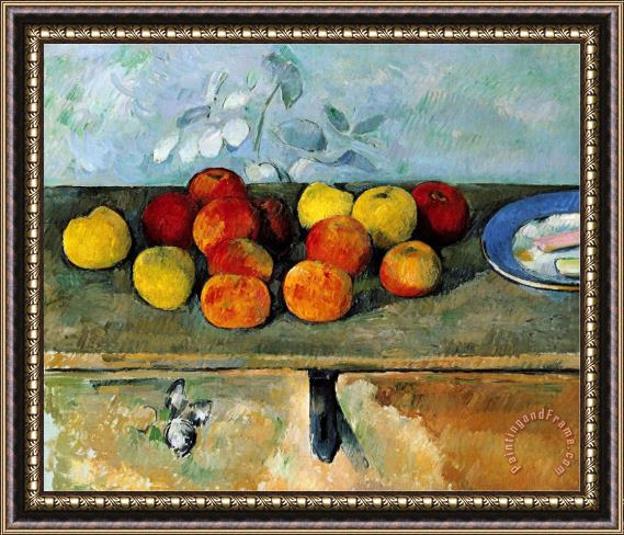 Paul Cezanne Still Life of Apples And Biscuits 1880 82 Framed Painting