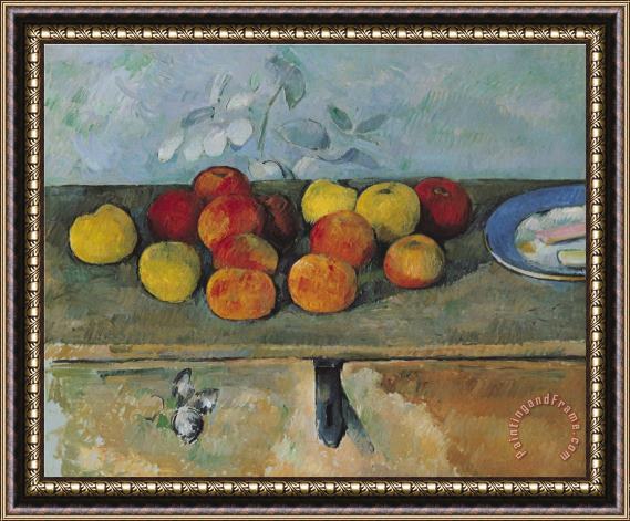 Paul Cezanne Still Life of Apples And Biscuits Framed Print