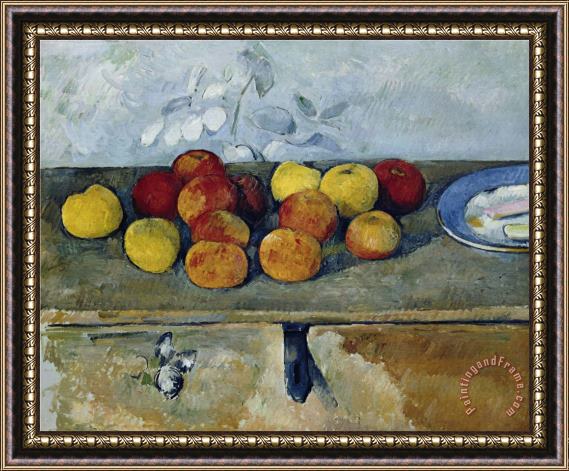 Paul Cezanne Still Life with Apples And Cookies 1879 82 Framed Print