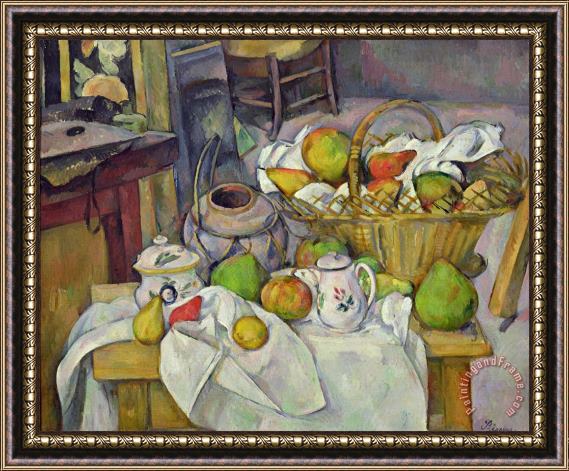 Paul Cezanne Still life with basket Framed Painting