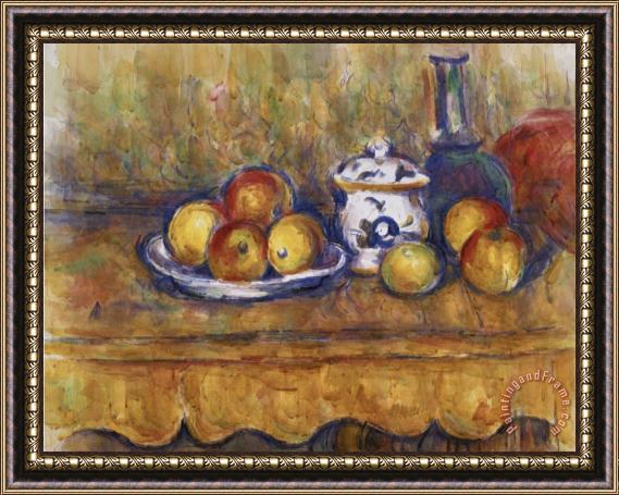 Paul Cezanne Still Life with Blue Bottle And Sugar Bowl Framed Print