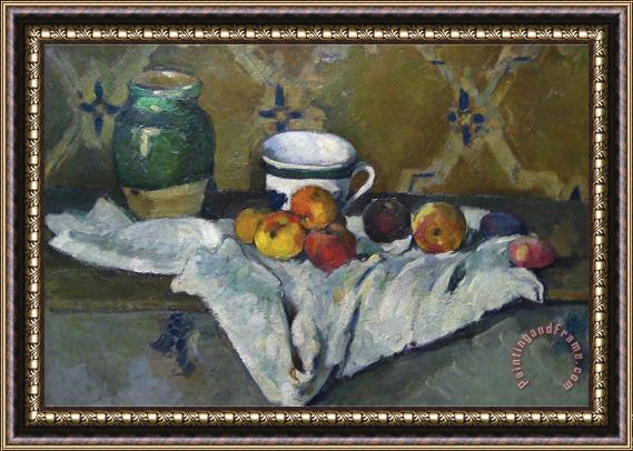 Paul Cezanne Still Life with Cup Jar And Apples Framed Print