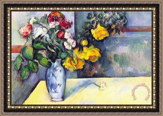 Paul Cezanne Still Life with Flowers in a Vase Framed Painting