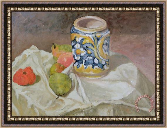 Paul Cezanne Still Life with Italian Earthenware Jar Framed Painting