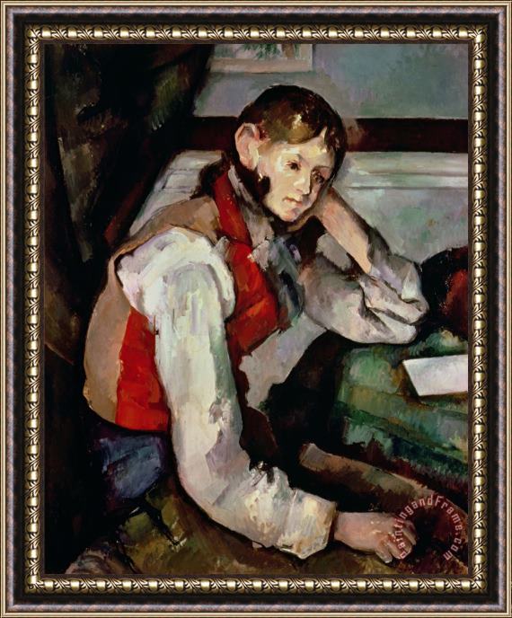 Paul Cezanne The Boy in The Red Waistcoat 1888 90 Oil on Canvas Framed Painting