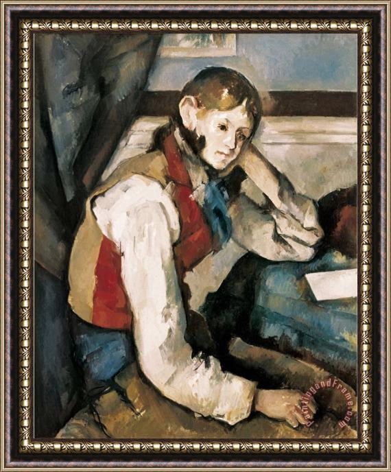 Paul Cezanne The Boy in The Red Waistcoat Framed Painting