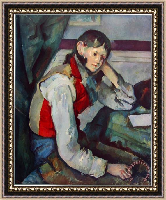 Paul Cezanne The Boy with Red Vest Framed Painting