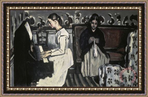 Paul Cezanne The Tannhause Overture Girl at The Piano Framed Print