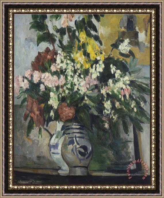 Paul Cezanne The Two Vases of Flowers Les Deux Vases De Fleurs Framed Painting