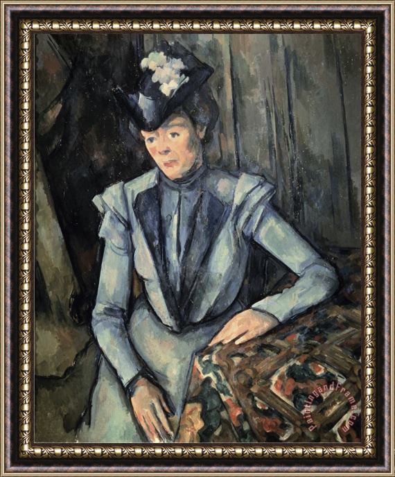 Paul Cezanne The Woman in Blue Framed Painting