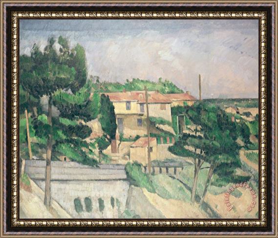 Paul Cezanne Viaduct at Estaque Framed Painting
