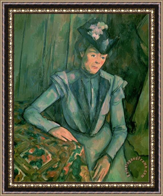 Paul Cezanne Woman in Blue Madame Cezanne 1900 02 Framed Print