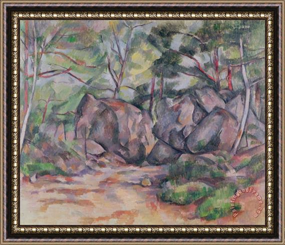Paul Cezanne Woodland with Boulders 1893 Framed Print