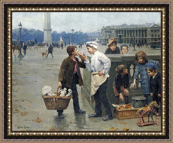 Paul Charles Chocarne Moreau The Little Traders Framed Painting